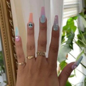 retro deadstock alien inspired rave pastel colors long artificial nails
